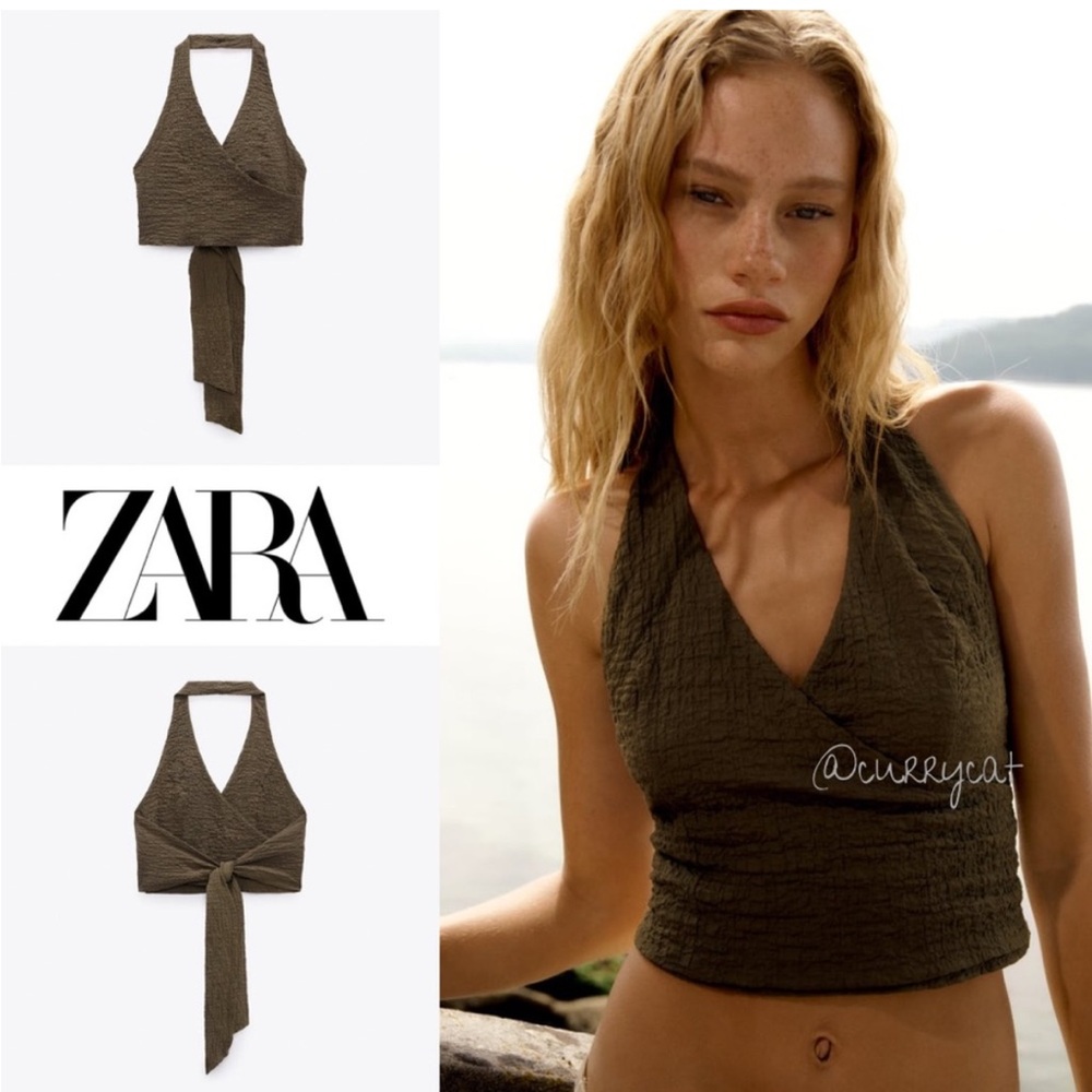 ZARA TEXTURED HALTER TOP SIZE SMALL